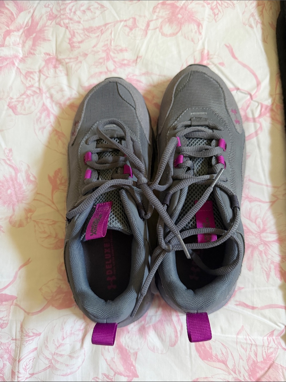 Under Armour Gray Athletic Sneakers with Pink Accents